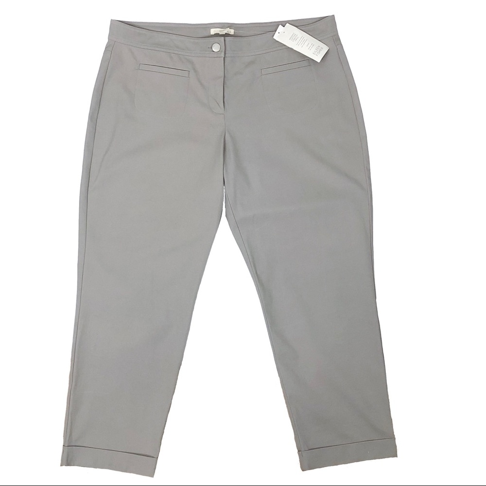 Eileen Fisher Crop Pants Cotton Stretch Twill L